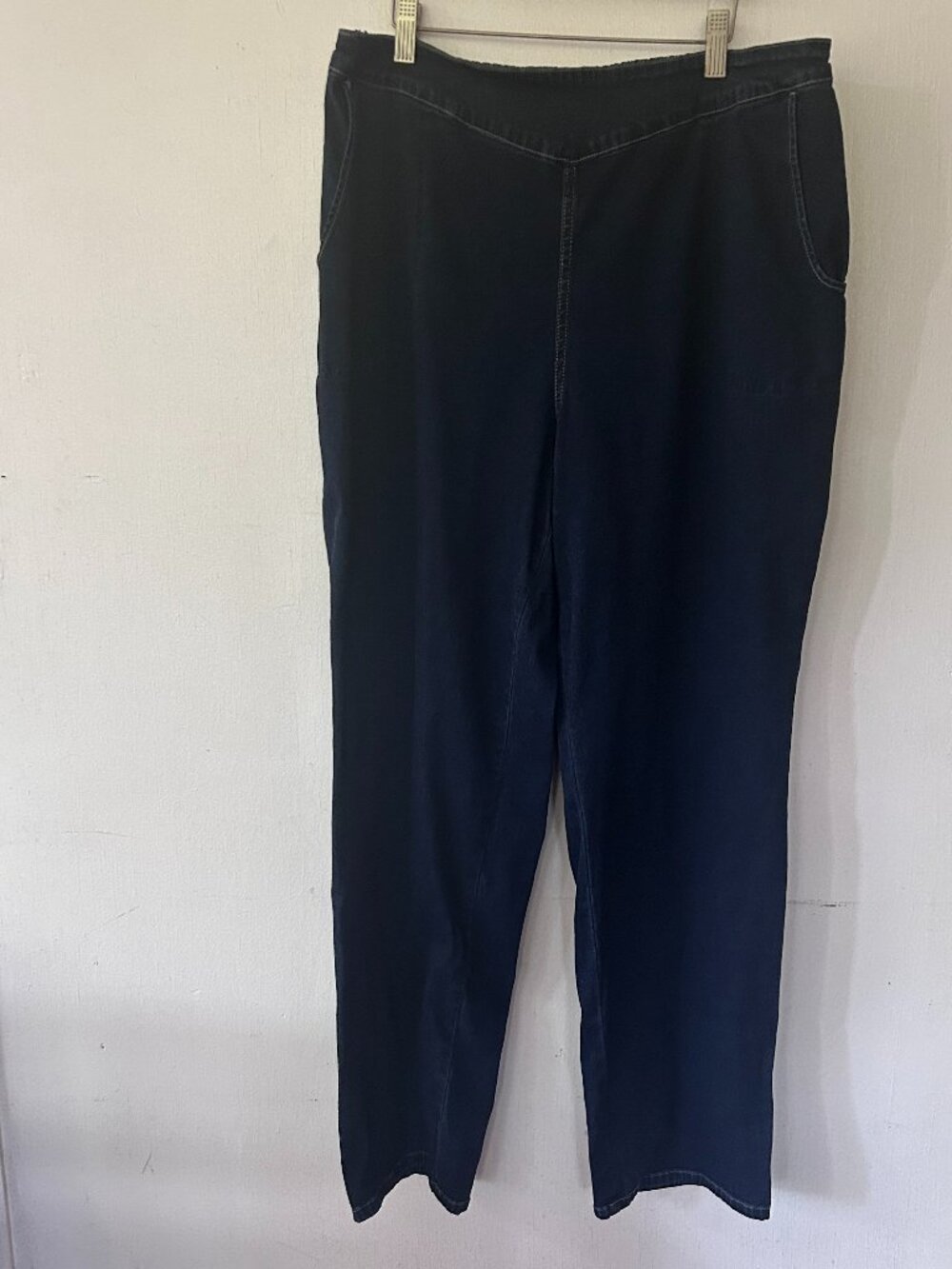 Isaac Mizrahi Live Pull On Jeans Womens 16 Pockets Blue Stretch Mom Modest